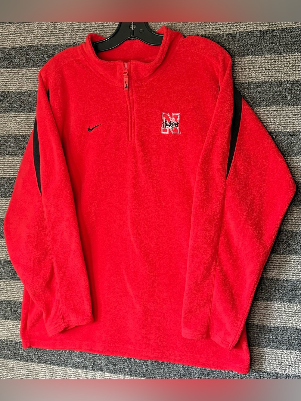Vintage Y2K Nike Nebraska Cornhuskers Red NCAA Quarter-Zip Fleece Pullover Large